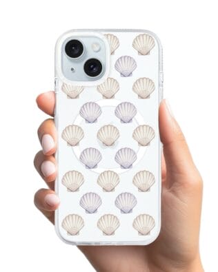 Etui do iPhone 15 z MagSafe przeźroczyste, silikonowe Flexi, Summer Patterns, pastelowe muszelki