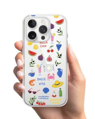 Etui do iPhone 16 Pro Max przeźroczyste, silikonowe Flexi, Italian Summer, kolorowe wakacje