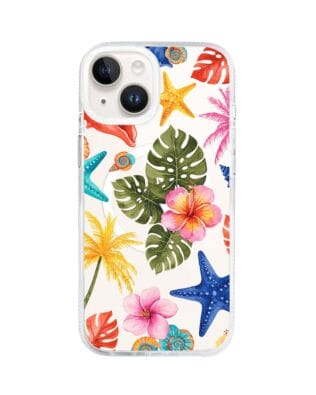 Etui do iPhone 13 z MagSafe przeźroczyste, silikonowe Flexi, Summer Patterns, tropikalny wzór