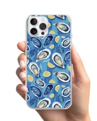 Etui do iPhone 12 Pro Max z MagSafe przeźroczyste, silikonowe Flexi, Summer Patterns, ostrygi z cytrynką