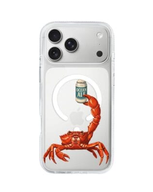 Etui do iPhone 17 Pro z MagSafe przeźroczyste, silikonowe Flexi, Paradise, krab z piwem