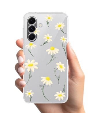 Etui do Samsung Galaxy A57 przeźroczyste, silikonowe Flexi, stokrotki