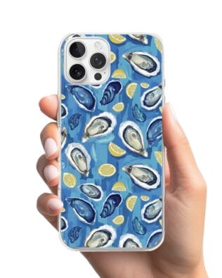 Etui do iPhone 12 Pro Max przeźroczyste, silikonowe Flexi, Summer Patterns, ostrygi z cytrynką