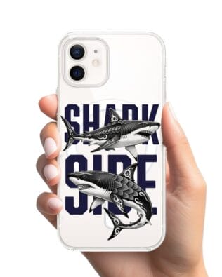 Etui do iPhone 12 Mini z MagSafe przeźroczyste, silikonowe Flexi, Summer Patterns, Shark side