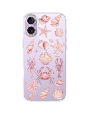 Etui do iPhone 17 przeźroczyste, silikonowe Flexi, Summer Patterns, krewetkowy róż