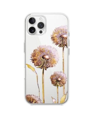 Etui do iPhone 12 Pro Max przeźroczyste, silikonowe Flexi, Kwiaty, fioletowe dmuchawce