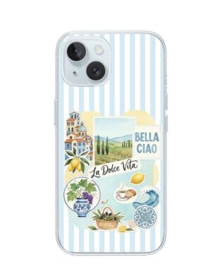 Etui do iPhone 15 Plus przeźroczyste, silikonowe Flexi, Italian Summer, La Dolce Vita