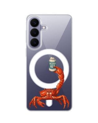 Etui do Samsung Galaxy S26 Plus z MagSafe przeźroczyste, silikonowe Flexi, Paradise, krab z piwem
