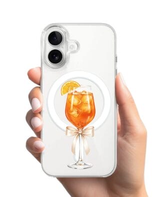 Etui do iPhone 16 Plus z MagSafe przeźroczyste, silikonowe Flexi, Paradise, Aperol Spritz