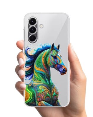 Etui do Samsung Galaxy A57 przeźroczyste, silikonowe Flexi, Dzika Mandala, Koń
