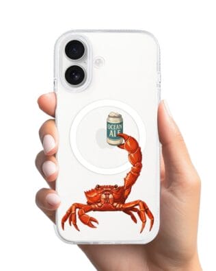 Etui do iPhone 17 z MagSafe przeźroczyste, silikonowe Flexi, Paradise, krab z piwem