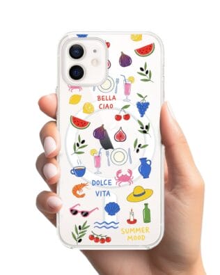 Etui do iPhone 12 Mini z MagSafe przeźroczyste, silikonowe Flexi, Italian Summer, kolorowe wakacje