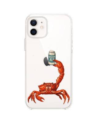 Etui do iPhone 12 Mini przeźroczyste, silikonowe Flexi, Paradise, krab z piwem