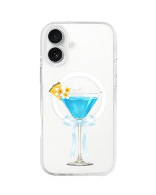 Etui do iPhone 16 z MagSafe przeźroczyste, silikonowe Flexi, Paradise, Blue Hawaii