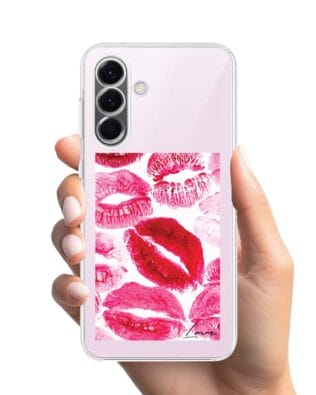 Etui do Samsung Galaxy A57 przeźroczyste, silikonowe Flexi, pocałunki z napisem „love”