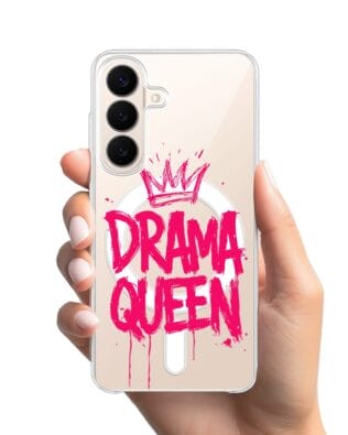 Etui do Samsung Galaxy S26 z MagSafe przeźroczyste, silikonowe Flexi, Positive Vibes, Drama Queen