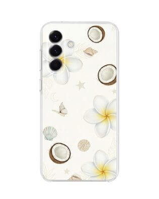 Etui do Samsung Galaxy A57 przeźroczyste, silikonowe Flexi, Summer Patterns, hawajskie kokosy