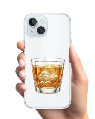 Etui do iPhone 15 Plus przeźroczyste, silikonowe Flexi, Paradise, Whiskey on the rocks