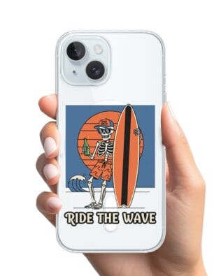 Etui do iPhone 15 Plus z MagSafe przeźroczyste, silikonowe Flexi, Summer Patterns, Ride the wave