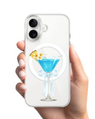 Etui do iPhone 16 Plus z MagSafe przeźroczyste, silikonowe Flexi, Paradise, Blue Hawaii