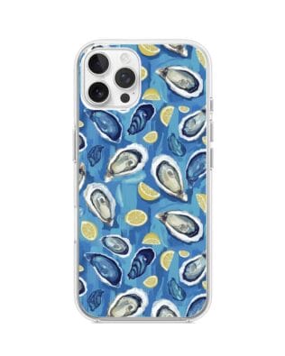 Etui do iPhone 12 Pro Max z MagSafe przeźroczyste, silikonowe Flexi, Summer Patterns, ostrygi z cytrynką