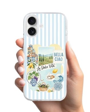 Etui do iPhone 16 z MagSafe przeźroczyste, silikonowe Flexi, Italian Summer, La Dolce Vita
