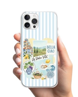 Etui do iPhone 12 Pro Max z MagSafe przeźroczyste, silikonowe Flexi, Italian Summer, La Dolce Vita