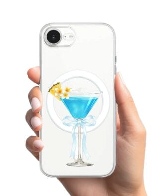 Etui do iPhone 16e z MagSafe przeźroczyste, silikonowe Flexi, Paradise, Blue Hawaii