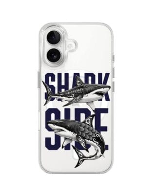 Etui do iPhone 16 Plus z MagSafe przeźroczyste, silikonowe Flexi, Summer Patterns, Shark side