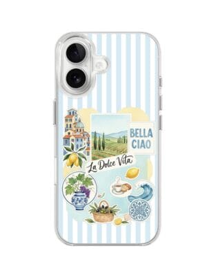 Etui do iPhone 16 Plus z MagSafe przeźroczyste, silikonowe Flexi, Italian Summer, La Dolce Vita