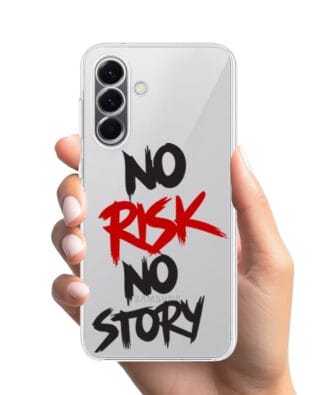 Etui do Samsung Galaxy A57 przeźroczyste, silikonowe Flexi, Positive Vibes, No Risk No Story