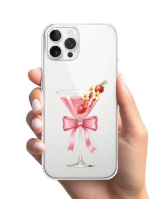 Etui do iPhone 12 Pro Max przeźroczyste, silikonowe Flexi, Paradise, Strawberry Martini
