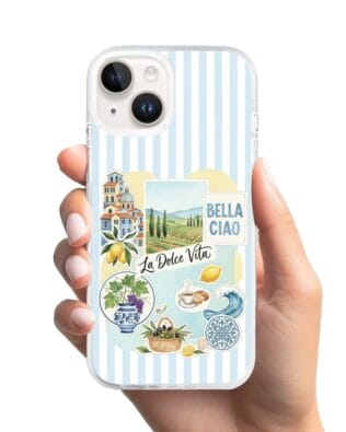 Etui do iPhone 14 z MagSafe przeźroczyste, silikonowe Flexi, Italian Summer, La Dolce Vita