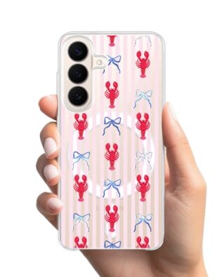 Etui do Samsung Galaxy S26 Plus z MagSafe przeźroczyste, silikonowe Flexi, krab i kokardki