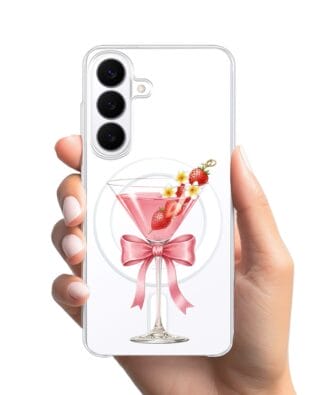 Etui do Samsung Galaxy S26 Plus z MagSafe przeźroczyste, silikonowe Flexi, Paradise, Strawberry Martini
