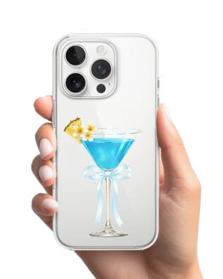 Etui do iPhone 13 Pro Max przeźroczyste, silikonowe Flexi, Paradise, Blue Hawaii