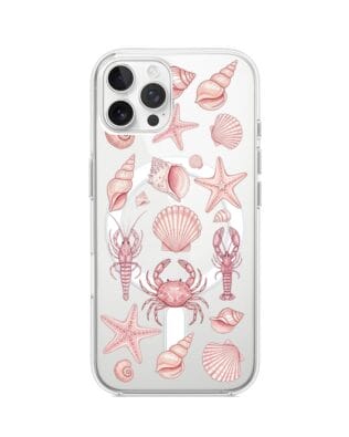 Etui do iPhone 12 Pro Max z MagSafe przeźroczyste, silikonowe Flexi, Summer Patterns, krewetkowy róż