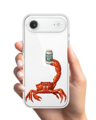 Etui do iPhone Air przeźroczyste, silikonowe Flexi, Paradise, krab z piwem