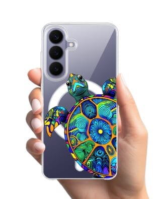 Etui do Samsung Galaxy S26 Plus z MagSafe przeźroczyste, silikonowe Flexi, Dzika Mandala, Żółw