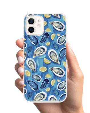 Etui do iPhone 12 z MagSafe przeźroczyste, silikonowe Flexi, Summer Patterns, ostrygi z cytrynką