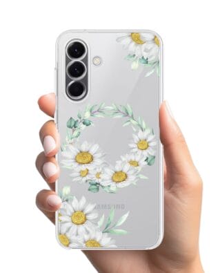Etui do Samsung Galaxy A57 przeźroczyste, silikonowe Flexi, wianek stokrotek