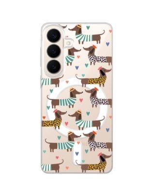 Etui do Samsung Galaxy S26 Plus z MagSafe przeźroczyste, silikonowe Flexi, zakochane jamniki