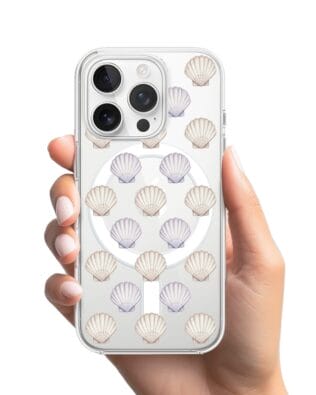 Etui do iPhone 15 Pro Max z MagSafe przeźroczyste, silikonowe Flexi, Summer Patterns, pastelowe muszelki