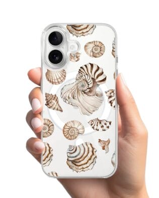 Etui do iPhone 16 Plus z MagSafe przeźroczyste, silikonowe Flexi, Summer Patterns, ozdobne muszle