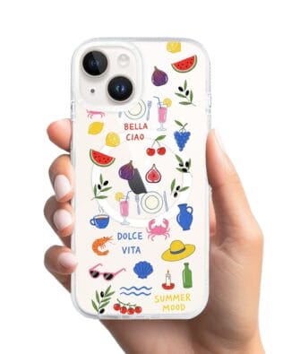 Etui do iPhone 14 z MagSafe przeźroczyste, silikonowe Flexi, Italian Summer, kolorowe wakacje