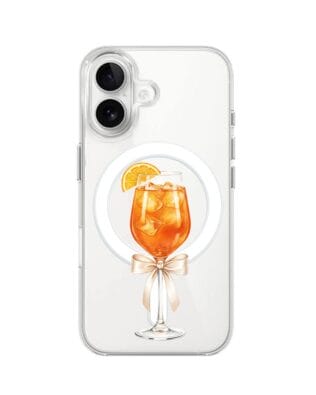 Etui do iPhone 16 Plus z MagSafe przeźroczyste, silikonowe Flexi, Paradise, Aperol Spritz