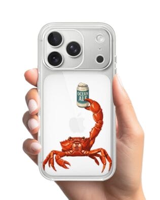 Etui do iPhone 17 Pro przeźroczyste, silikonowe Flexi, Paradise, krab z piwem