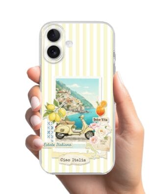 Etui do iPhone 16 przeźroczyste, silikonowe Flexi, Italian Summer, Ciao Italia