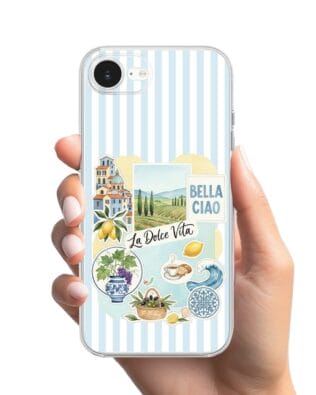 Etui do iPhone 16e przeźroczyste, silikonowe Flexi, Italian Summer, La Dolce Vita