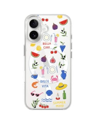 Etui do iPhone 16 Plus z MagSafe przeźroczyste, silikonowe Flexi, Italian Summer, kolorowe wakacje